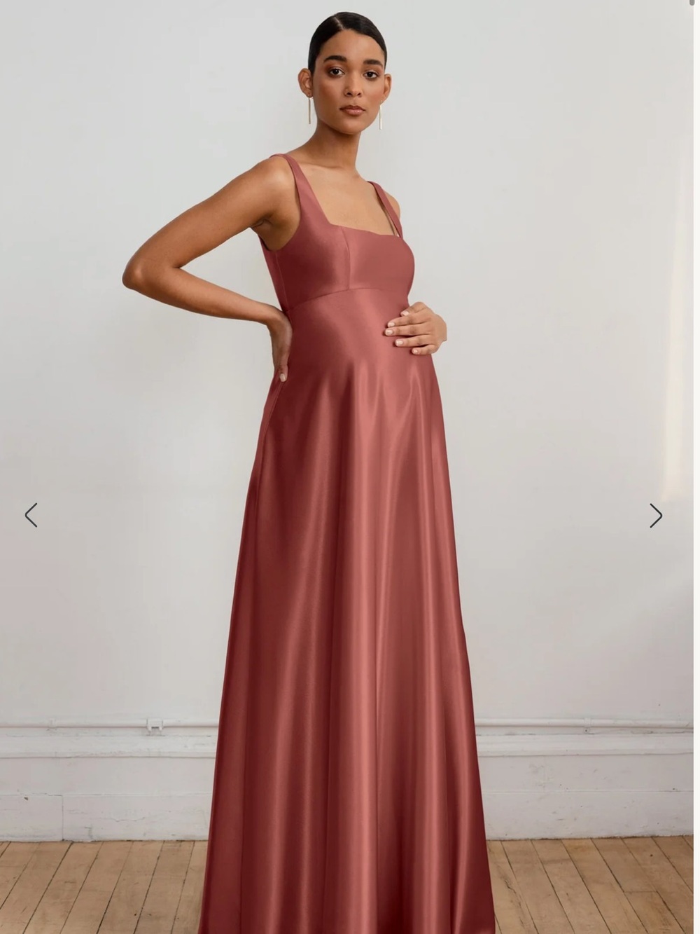 Maternity Jenny Yoo Satin Maxi Dress in Dusky Rose